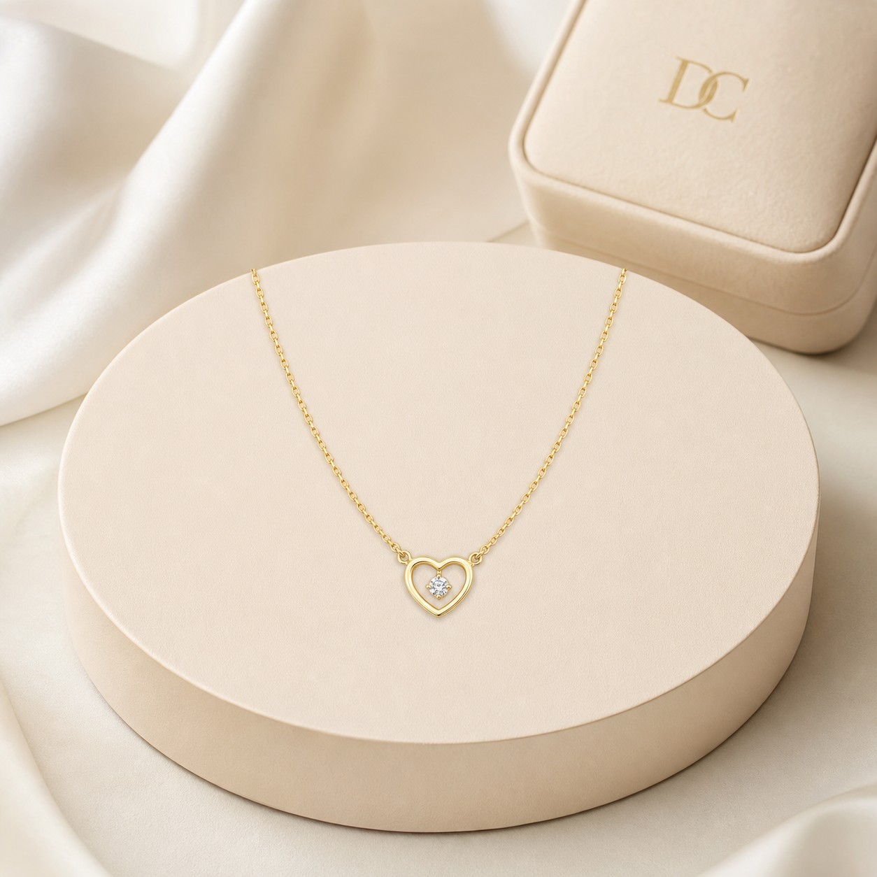 Dây chuyền trái tim CZ vàng 14K